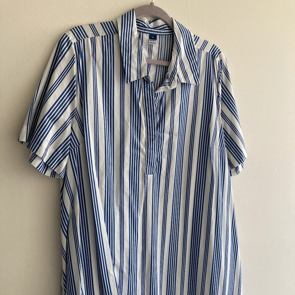 Old Navy Blue & White Striped Dress XL